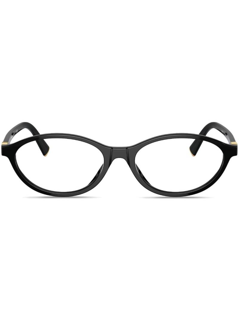 Miu Miu Eyewear logo-plaque oval-frame glasses - Black von Miu Miu Eyewear