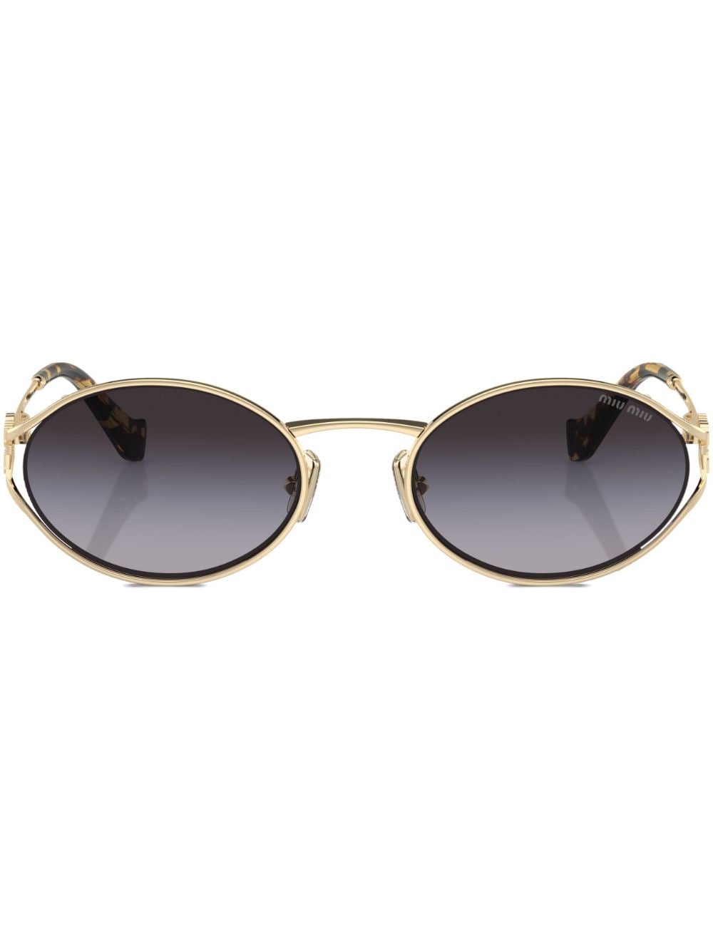 Miu Miu Eyewear logo-plaque oval-frame sunglasses - Gold von Miu Miu Eyewear