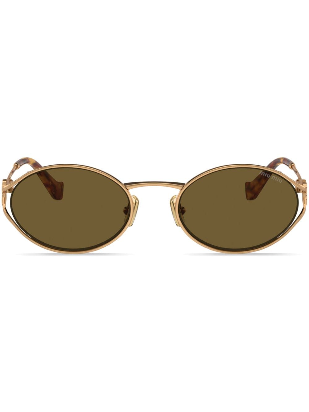 Miu Miu Eyewear oval-frame tinted-lenses sunglasses - Gold von Miu Miu Eyewear