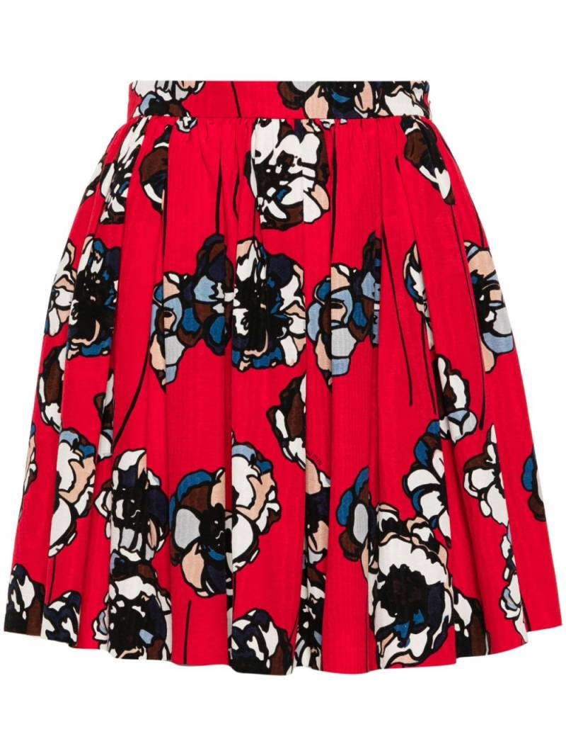 Miu Miu Pre-Owned 2000s floral-print pleated miniskirt - Red von Miu Miu Pre-Owned