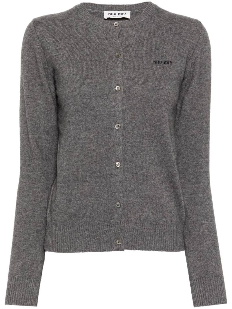 Miu Miu Pre-Owned 2000s intarsia-knit logo cardigan - Grey von Miu Miu Pre-Owned