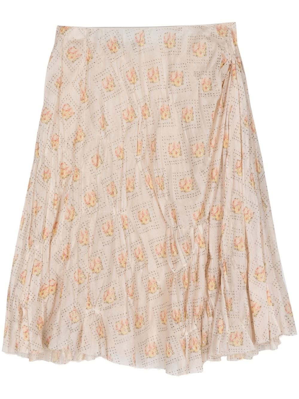 Miu Miu Pre-Owned 2010s floral-print asymmetric skirt - Neutrals von Miu Miu Pre-Owned