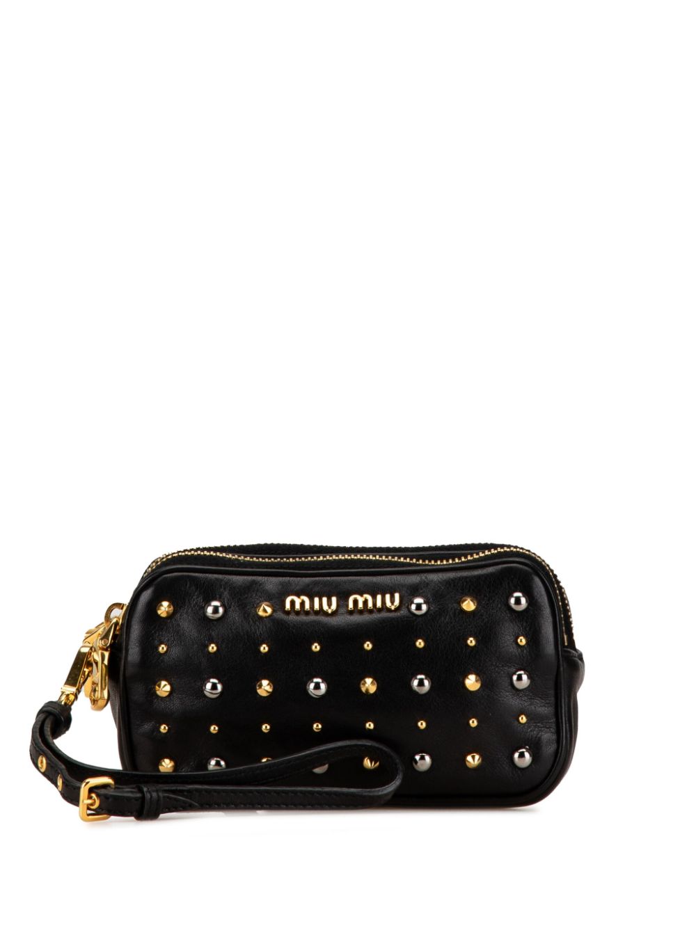 Miu Miu Pre-Owned 21st Century Studded Nappa Double Zip pouch - Black von Miu Miu Pre-Owned