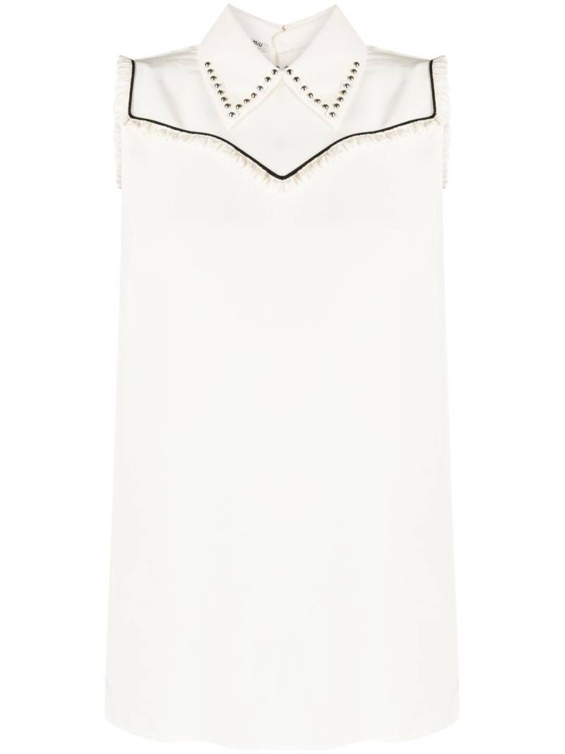 Miu Miu Pre-Owned bib-detailed sleeveless blouse - White von Miu Miu Pre-Owned