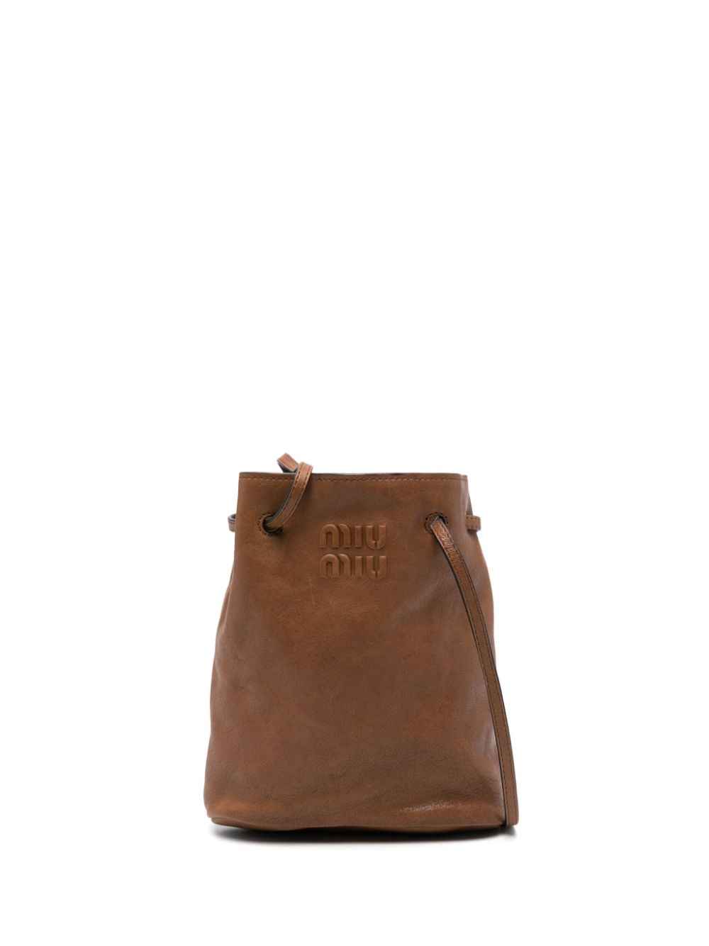 Miu Miu Pre-Owned mini logo-embossed bucket bag - Brown von Miu Miu Pre-Owned