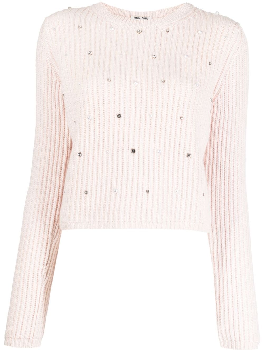 Miu Miu Pre-Owned rhinestone-embellished cashmere jumper - Pink von Miu Miu Pre-Owned