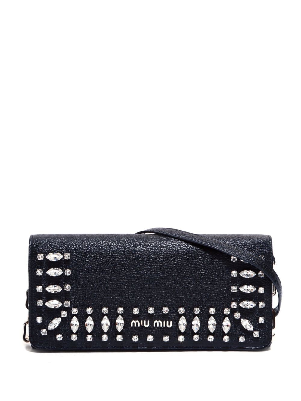 Miu Miu Pre-Owned rhinestone-embellished leather shoulder bag - Black von Miu Miu Pre-Owned