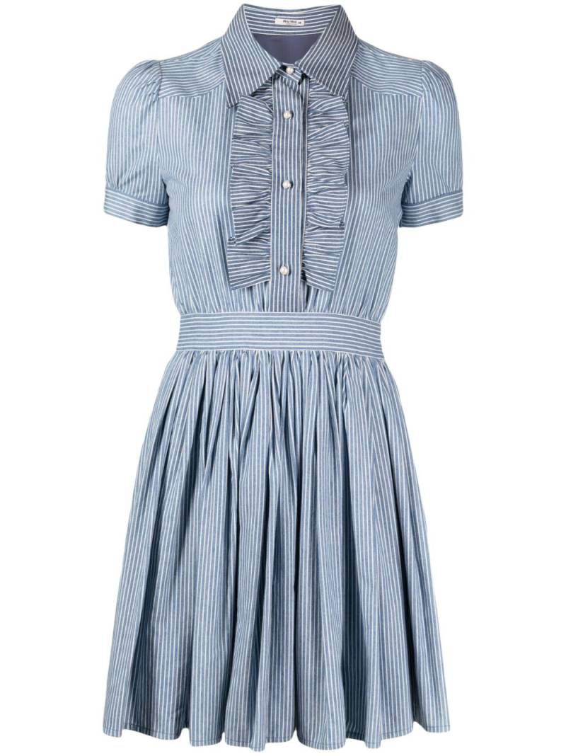 Miu Miu Pre-Owned ruffled shirt dress - Blue von Miu Miu Pre-Owned