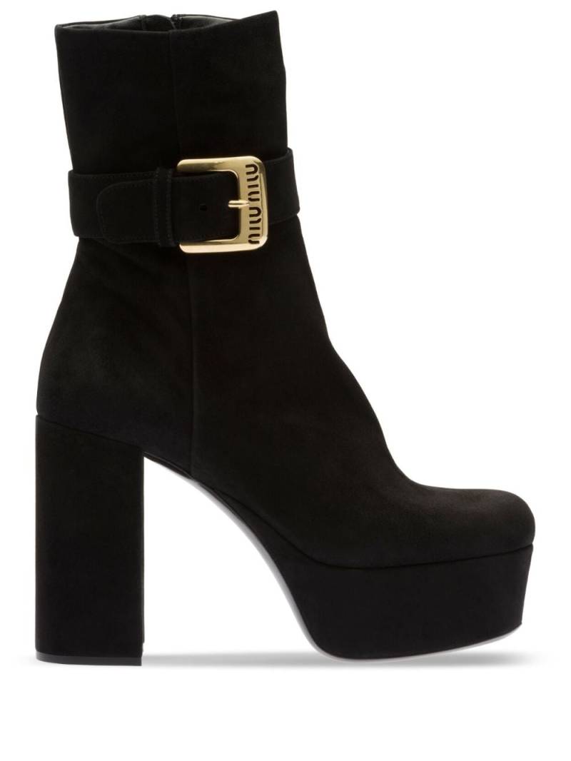 Miu Miu 110mm platform suede boots - Black von Miu Miu