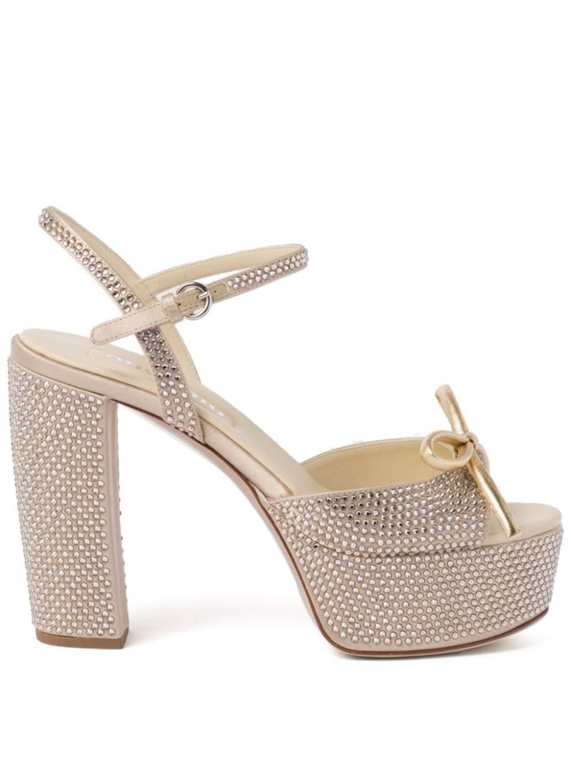 Miu Miu 115mm crystal-embellished platform sandals - Neutrals von Miu Miu