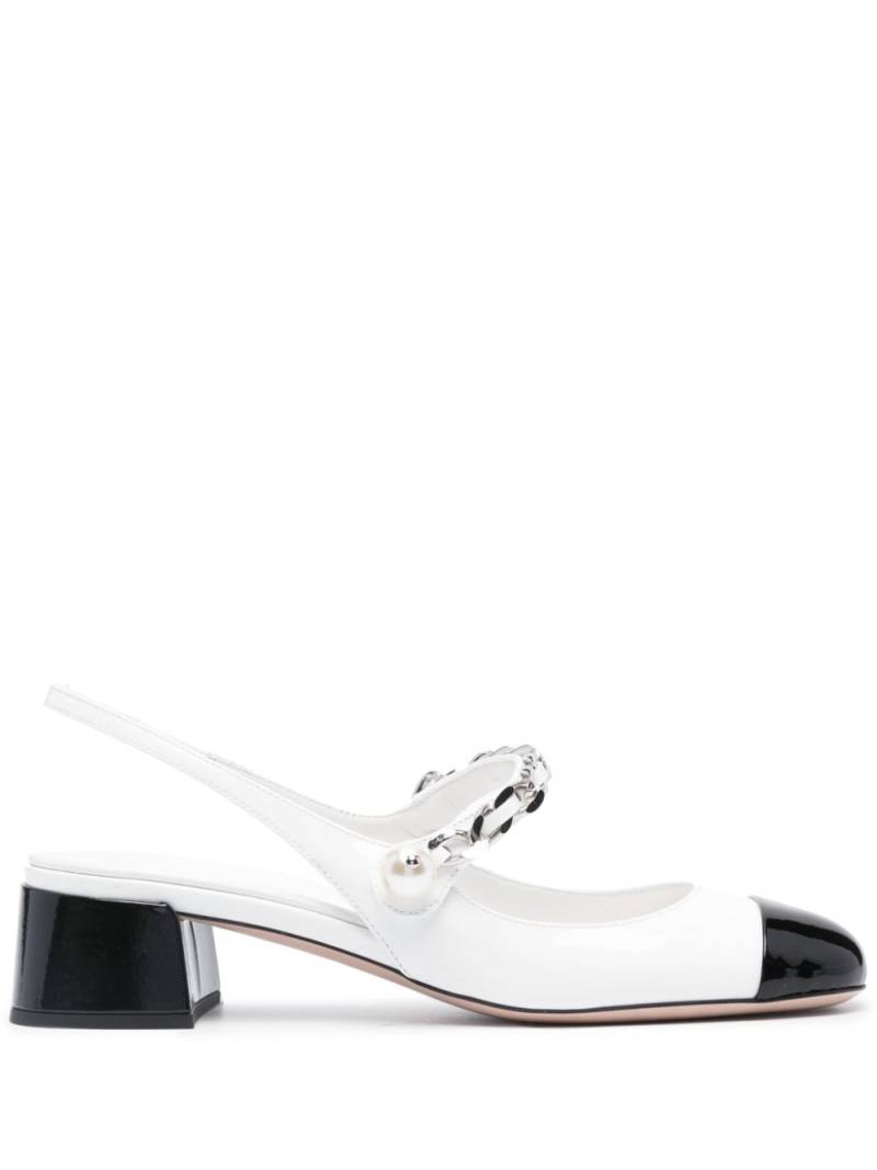 Miu Miu 35mm leather pumps - White von Miu Miu