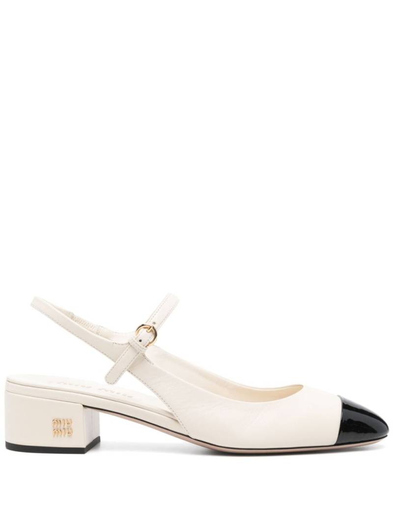 Miu Miu 50mm leather slingback pumps - Neutrals von Miu Miu