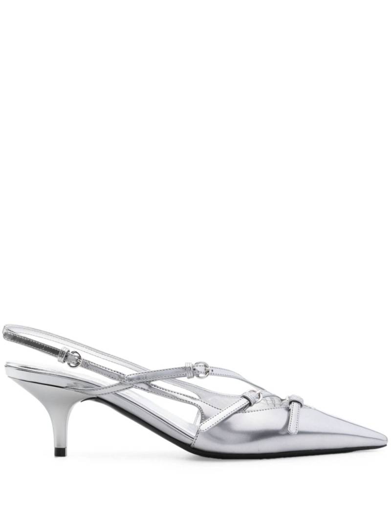 Miu Miu 55mm leather buckle pumps - Silver von Miu Miu