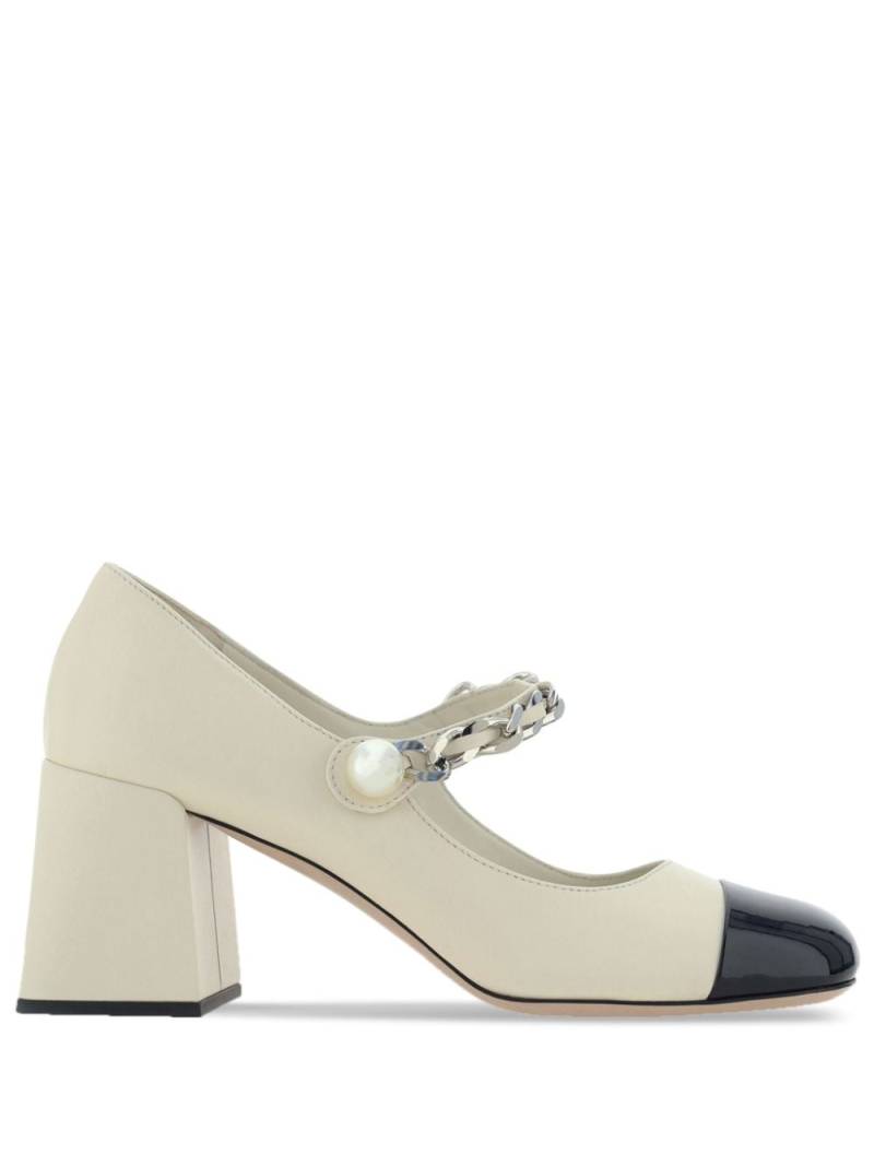 Miu Miu 80mm chain-strap pumps - Neutrals von Miu Miu