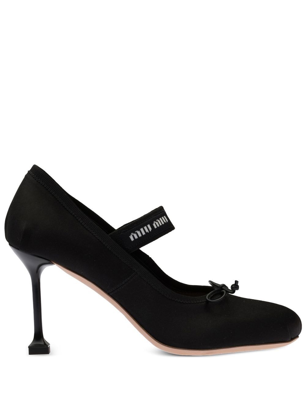 Miu Miu 85mm ballerina-toe satin pumps - Black von Miu Miu