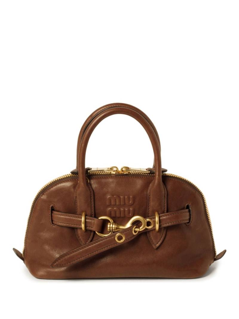 Miu Miu Aventure leather tote bag - Brown von Miu Miu