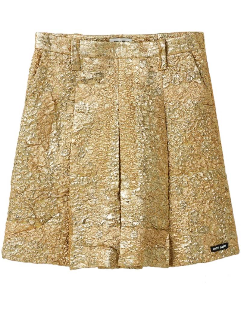 Miu Miu Cloquet lamé jacquard miniskirt - Gold von Miu Miu