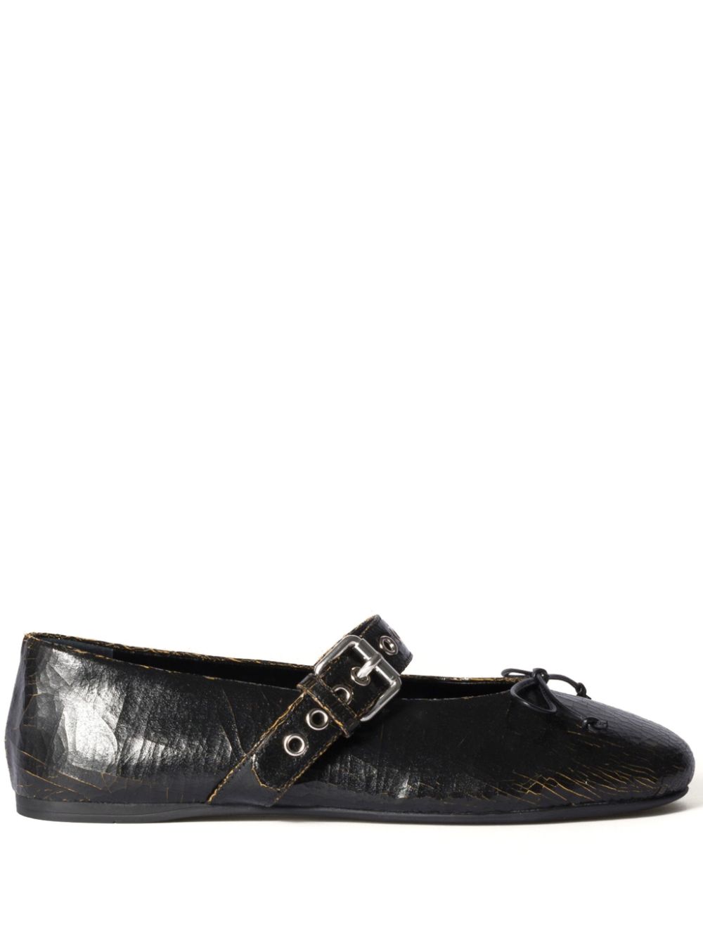 Miu Miu Crackle leather ballerinas - Brown von Miu Miu