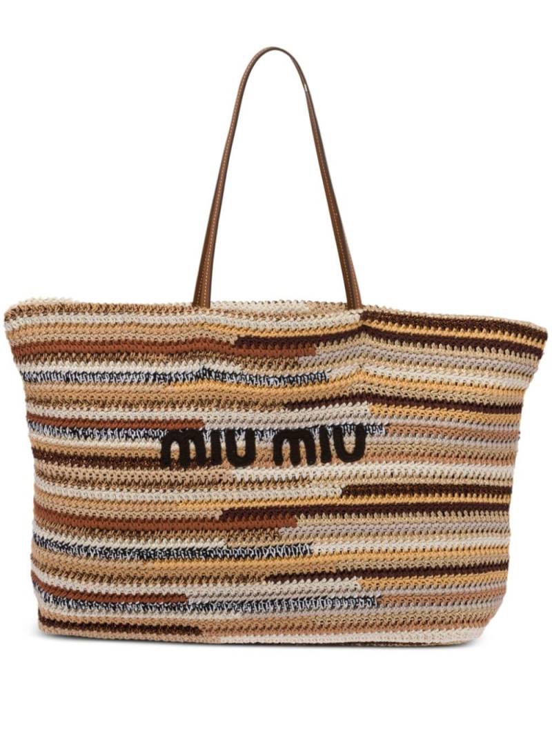 Miu Miu Crochet tote bag - Brown von Miu Miu