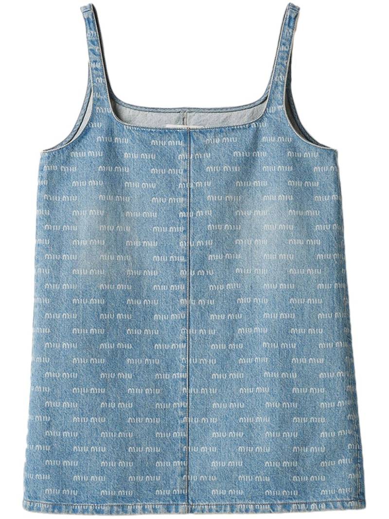 Miu Miu logo-print denim dress - Blue von Miu Miu