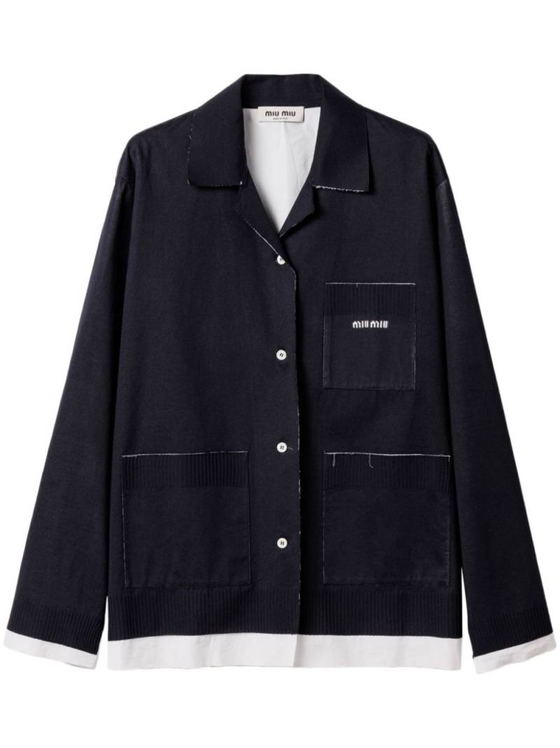 Miu Miu Knit and poplin shirt - Blue von Miu Miu