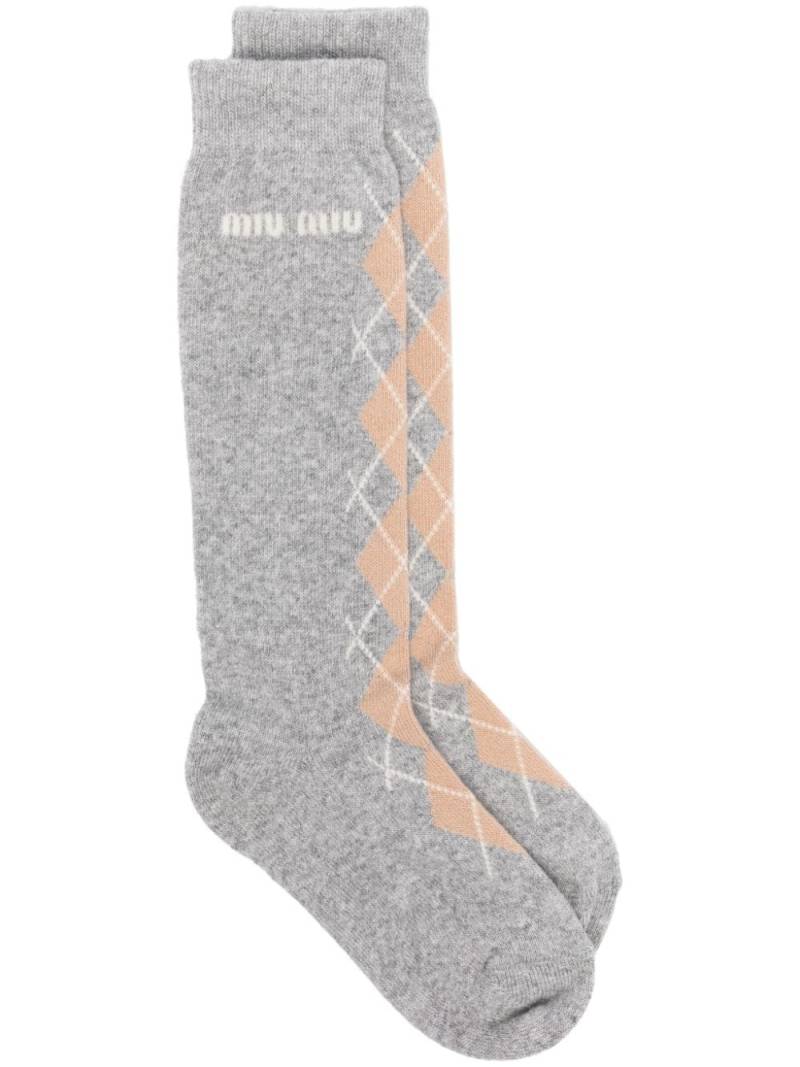 Miu Miu argyle-intarsia socks - Grey von Miu Miu