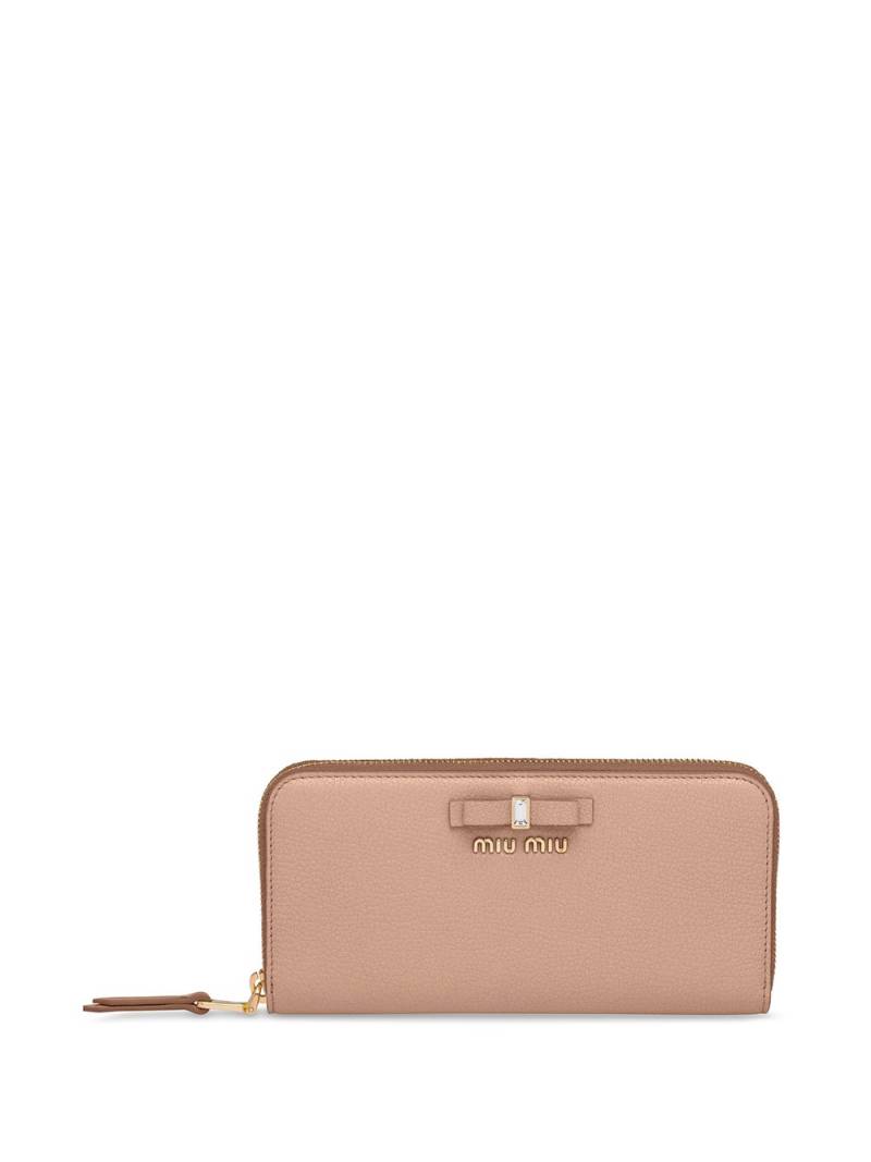 Miu Miu Madras leather bow-embellished wallet - Pink von Miu Miu