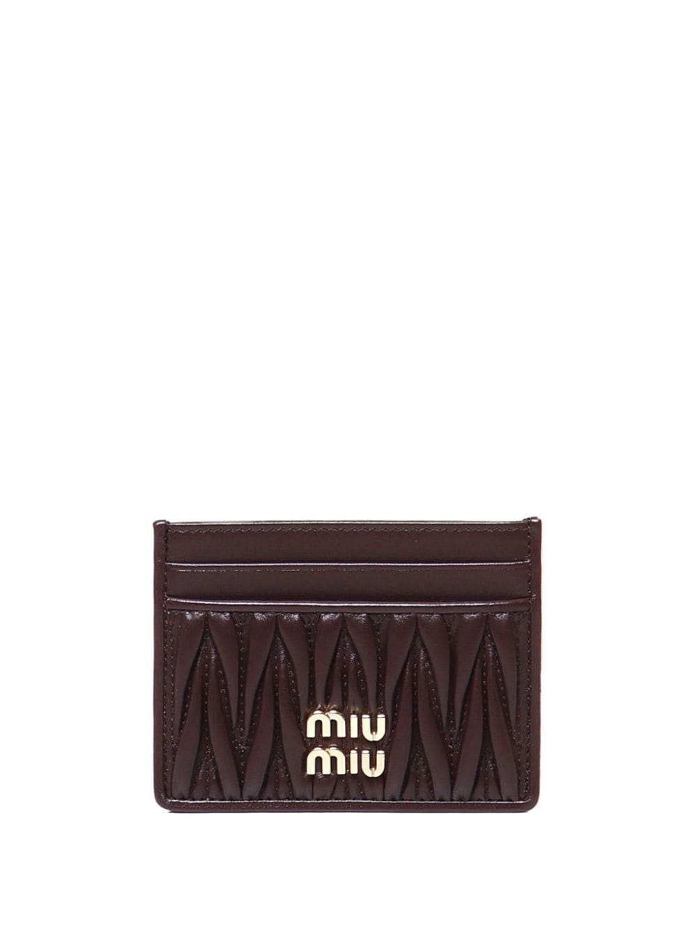 Miu Miu Matelassé leather card holder - Brown von Miu Miu