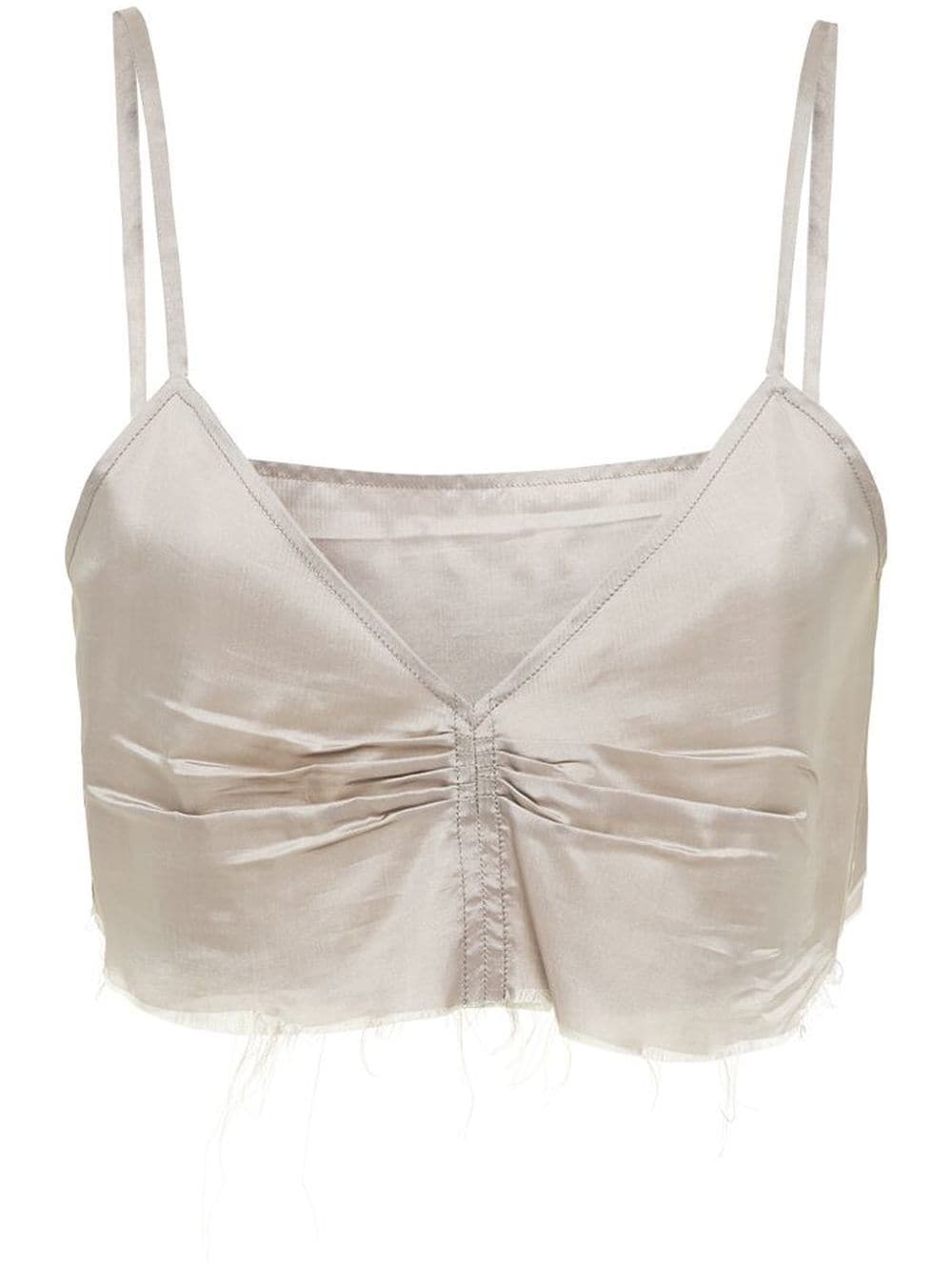 Miu Miu Pongé ruched crop top - Neutrals von Miu Miu