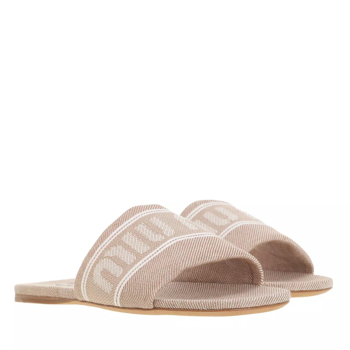 Miu Miu Sandalen - Logo Print Slides - Gr. 41 (EU) - in Beige - für Damen von Miu Miu