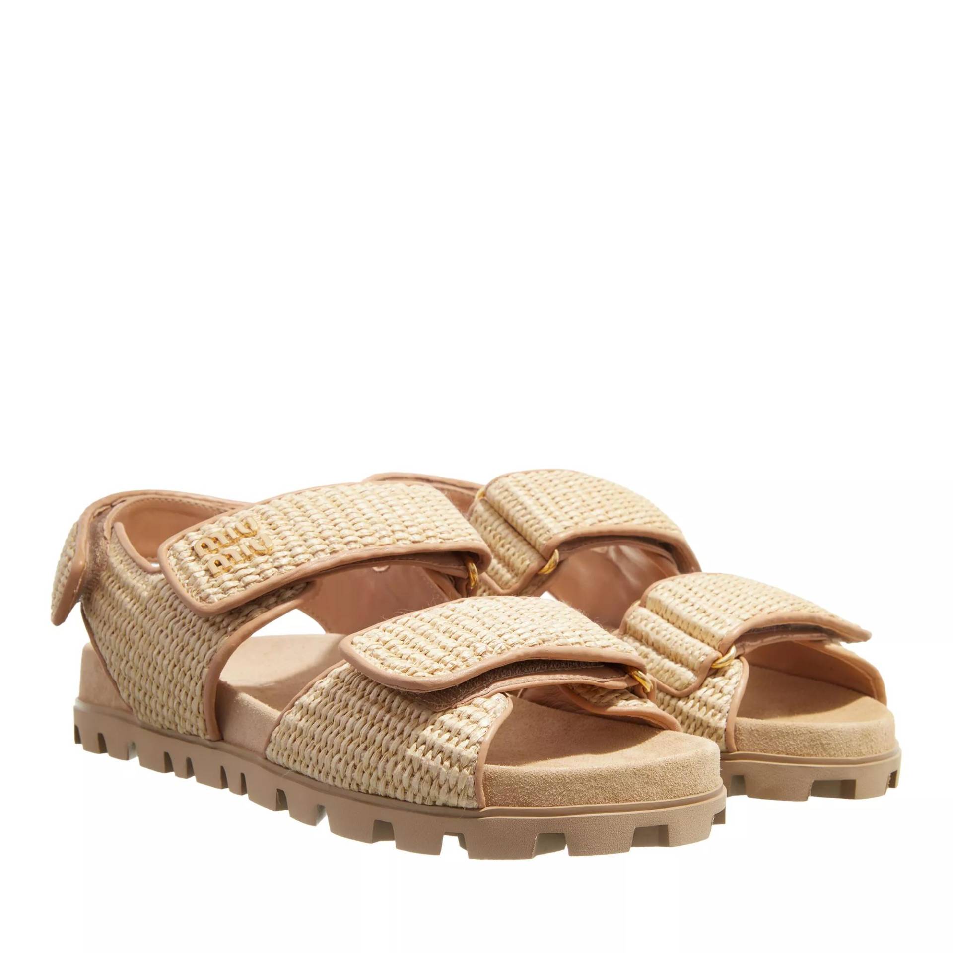 Miu Miu Sandalen - Sporty Woven Fabric With Raffia Look Sandals - Gr. 39 (EU) - in Beige - für Damen von Miu Miu