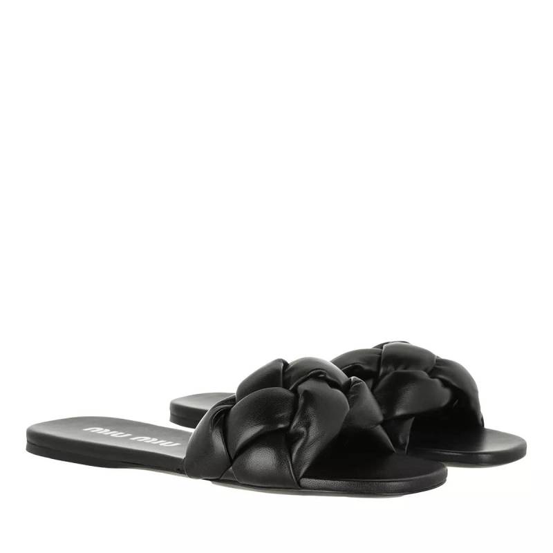 Miu Miu Slipper & Pantoletten - Padded Flat Sandals Leather - Gr. 36 (EU) - in Schwarz - für Damen von Miu Miu