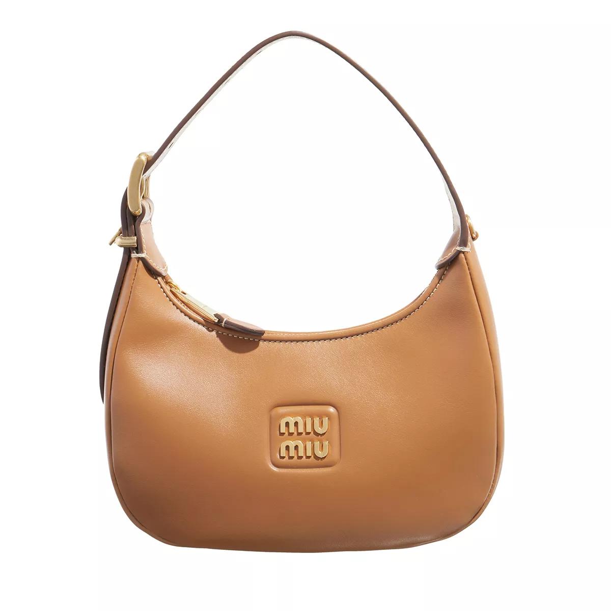 Miu Miu Schultertasche - Logo Plaque Leather Shoulder Bag - Gr. unisize - in Braun - für Damen von Miu Miu