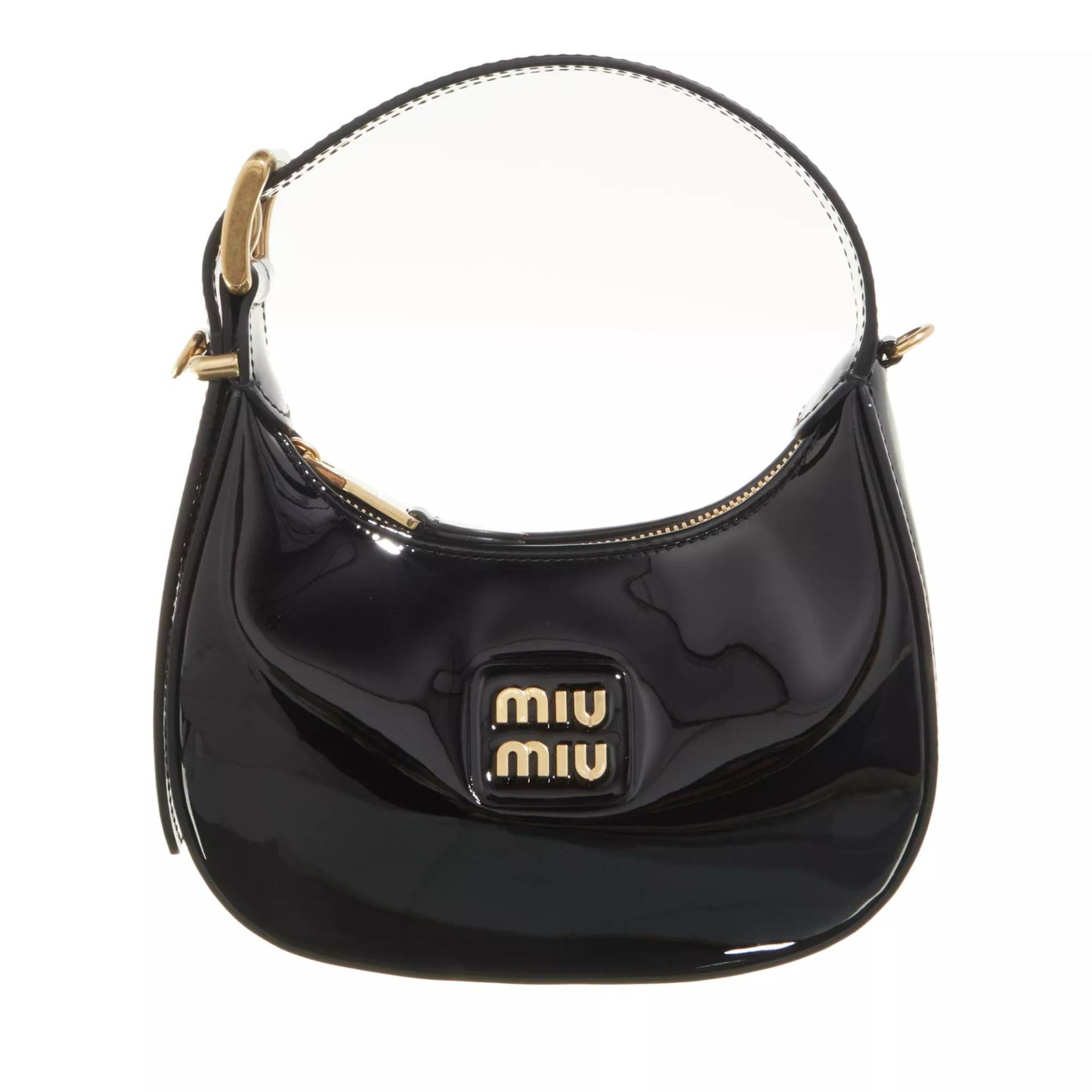 Miu Miu Umhängetasche - Patent Leather Hobo Bag - Gr. unisize - in Schwarz - für Damen von Miu Miu