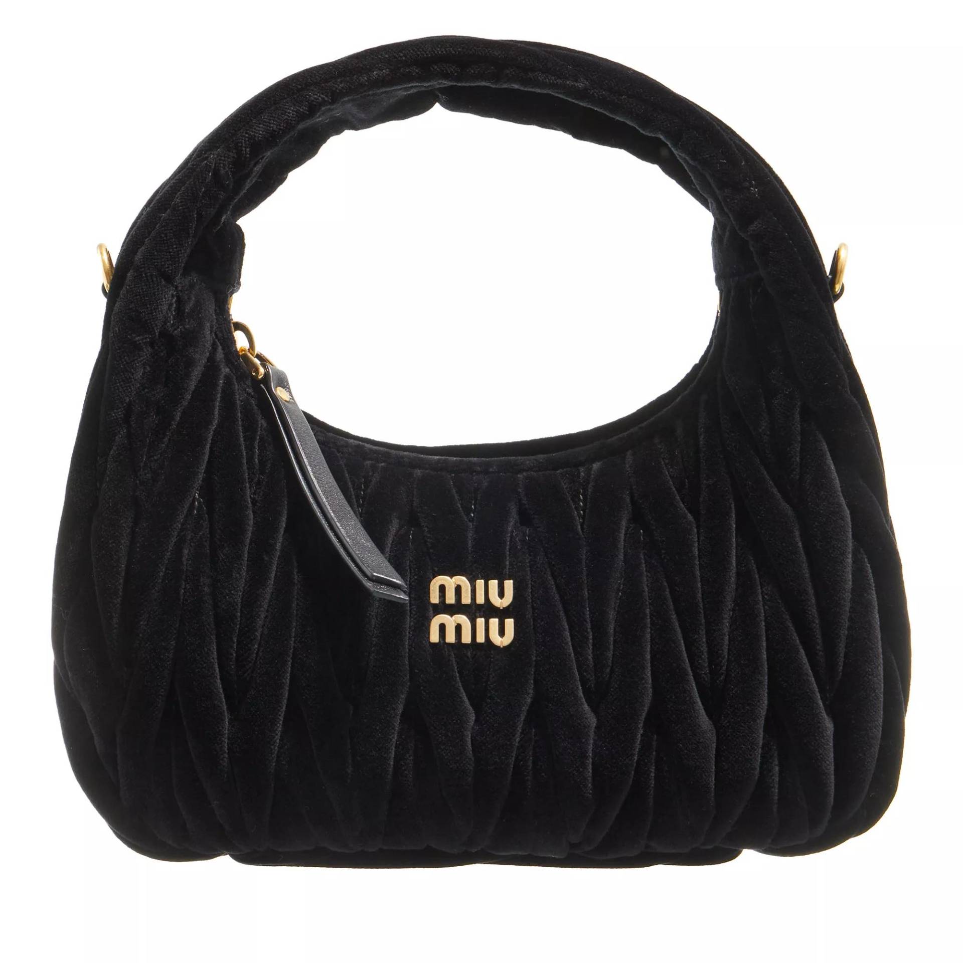 Miu Miu Umhängetasche - Wander Mini Quillted Velvet Bag - Gr. unisize - in Schwarz - für Damen von Miu Miu