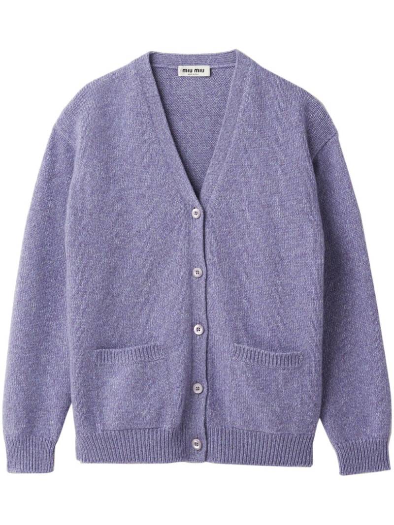 Miu Miu V-neck mélange-effect cardigan - Purple von Miu Miu