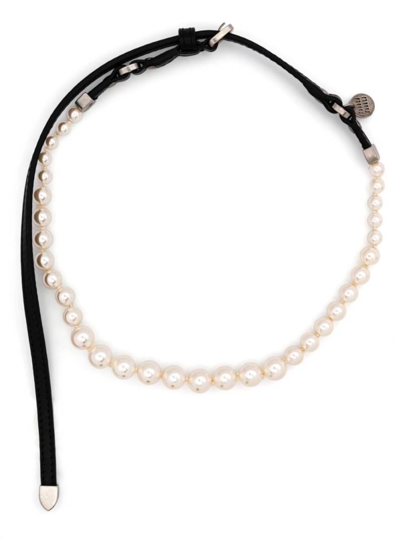 Miu Miu beaded leather necklace - Black von Miu Miu