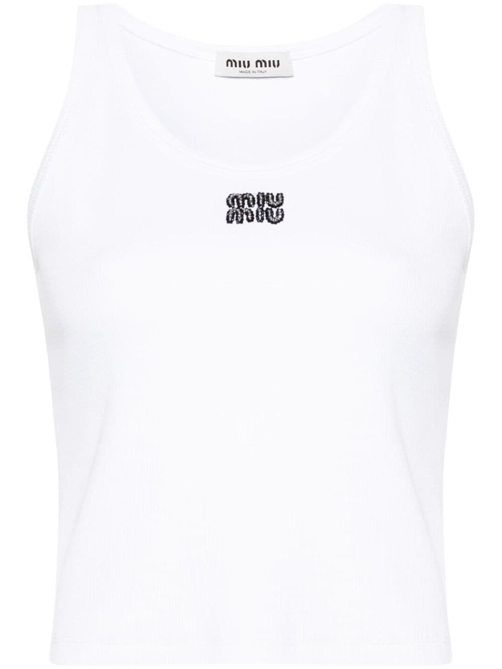 Miu Miu beaded-logo tank top - White von Miu Miu