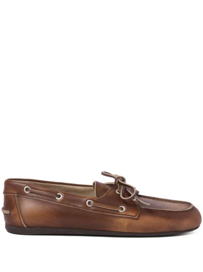 Miu Miu bleached leather loafers - Brown von Miu Miu