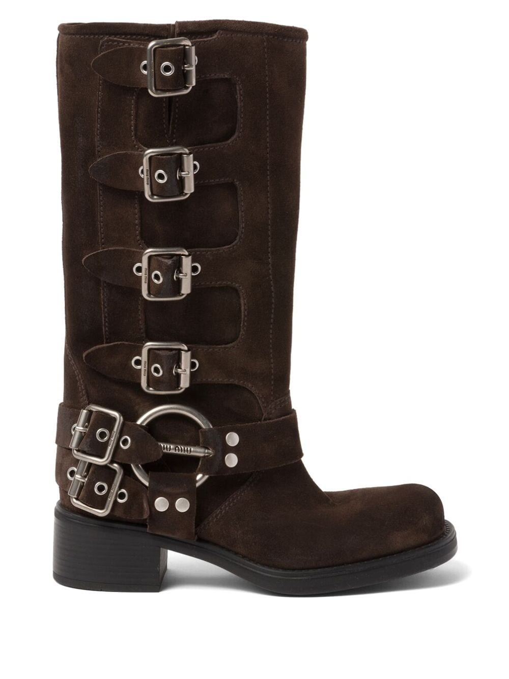 Miu Miu buckle-detail block-heel boots - Brown von Miu Miu