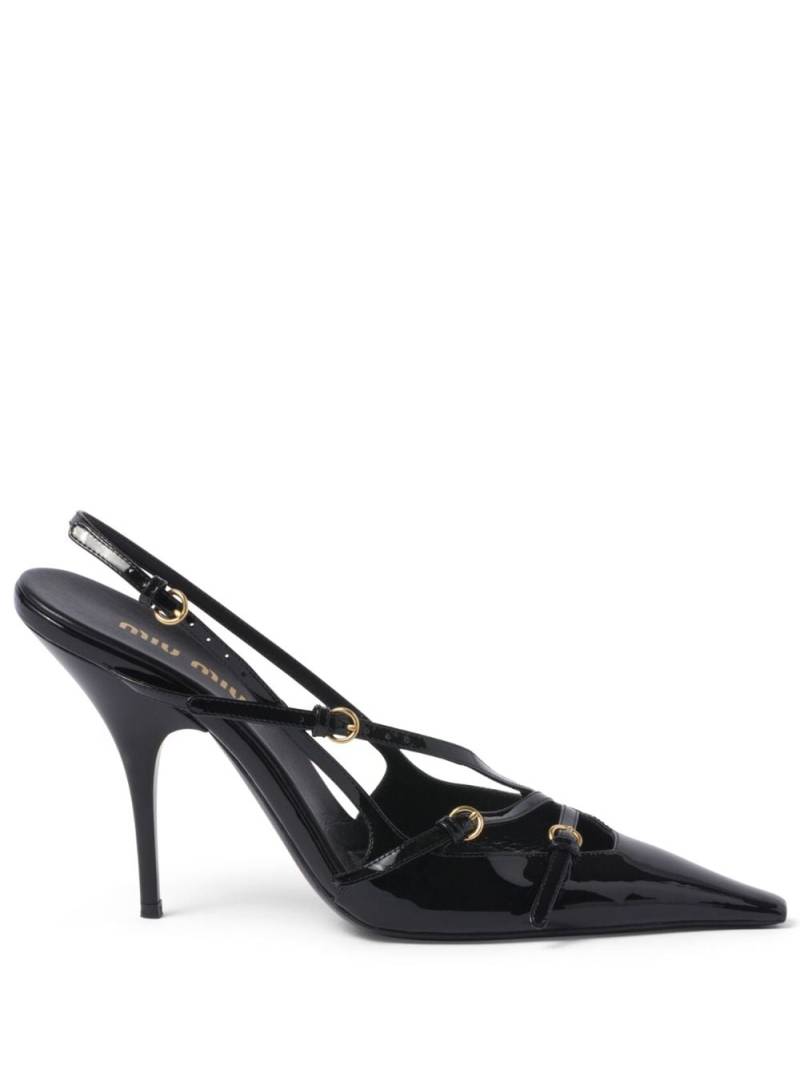 Miu Miu buckle-embellished 105mm slingback pumps - Black von Miu Miu