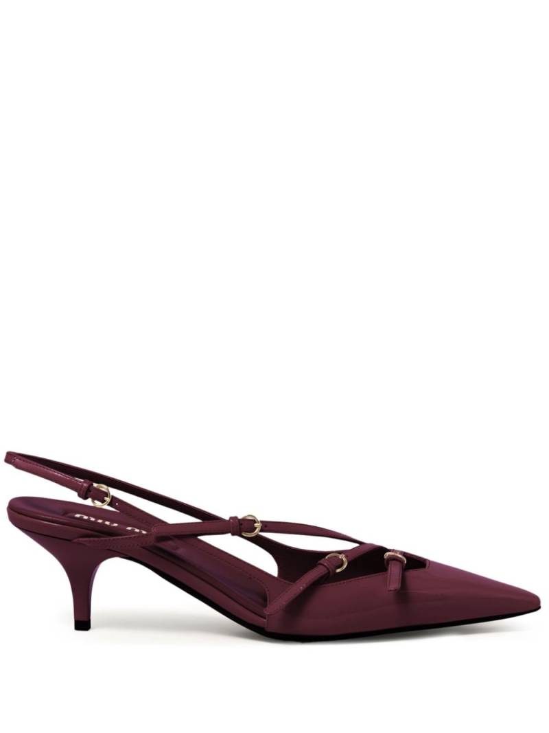 Miu Miu buckle-embellished slingback pumps - Red von Miu Miu