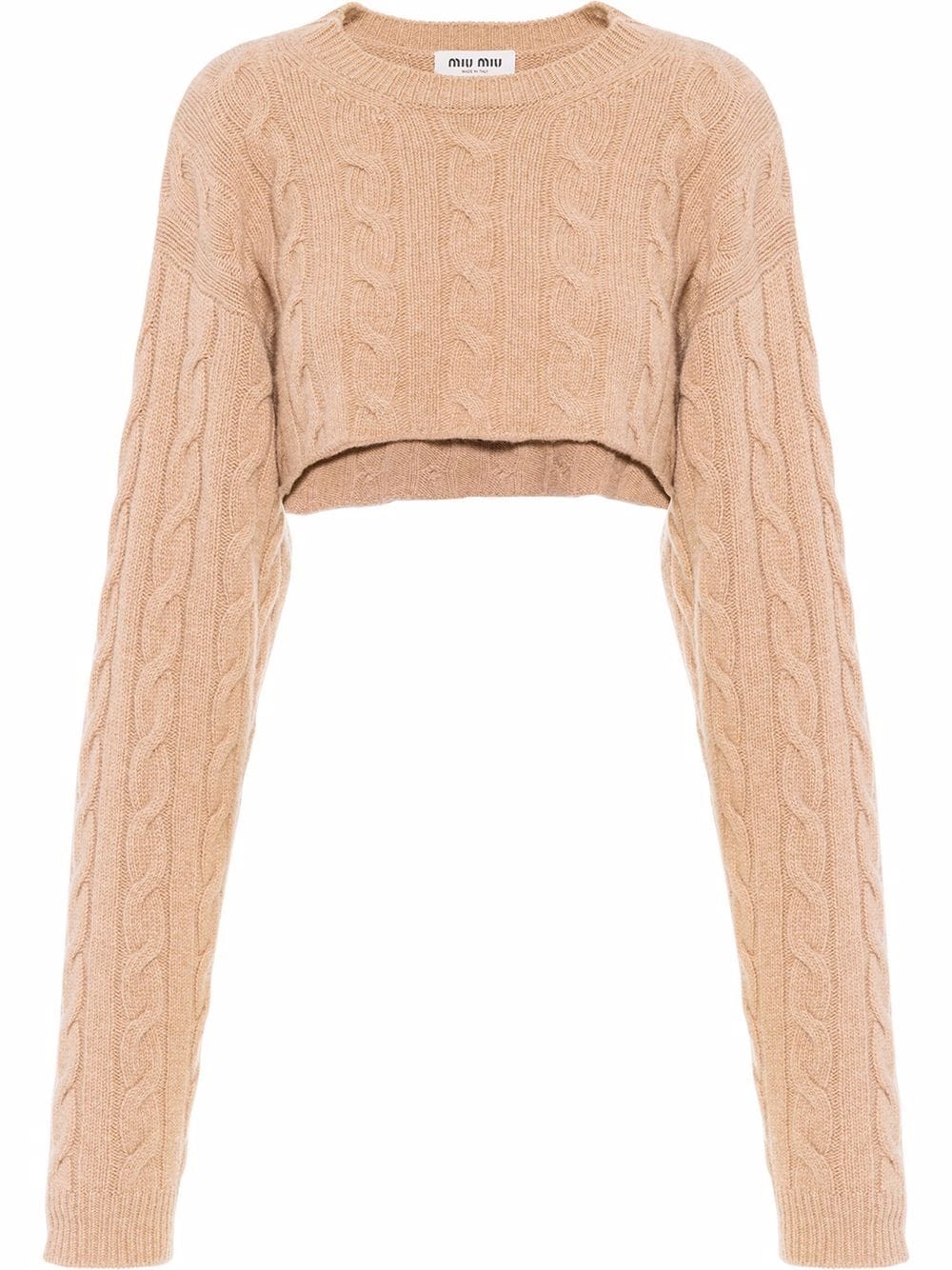 Miu Miu cable knit cropped cashmere jumper - Brown von Miu Miu