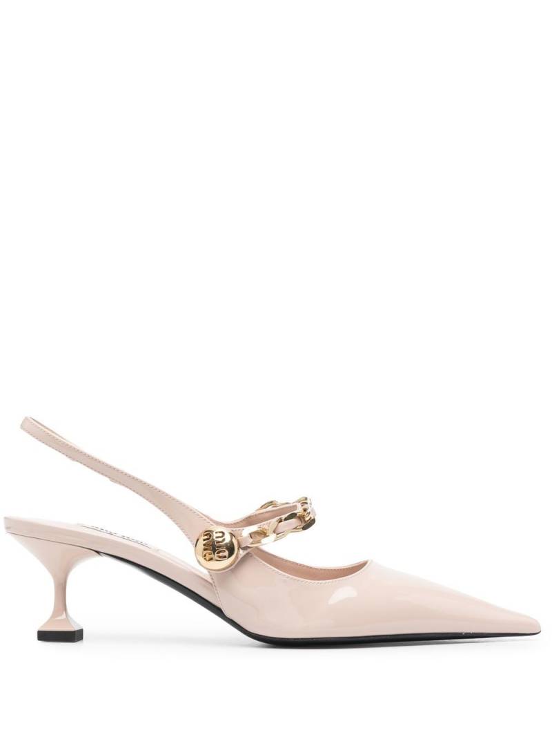 Miu Miu chain-link detail slingback pumps - Pink von Miu Miu