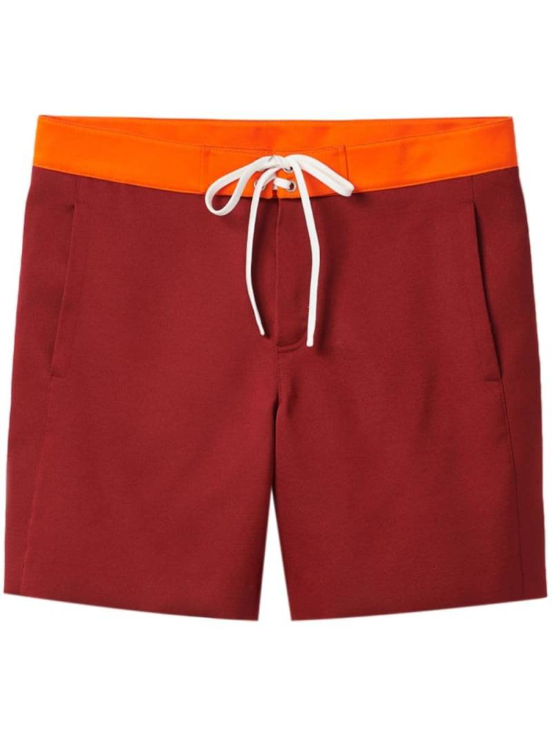 Miu Miu contrasting-waistband satin shorts - Red von Miu Miu