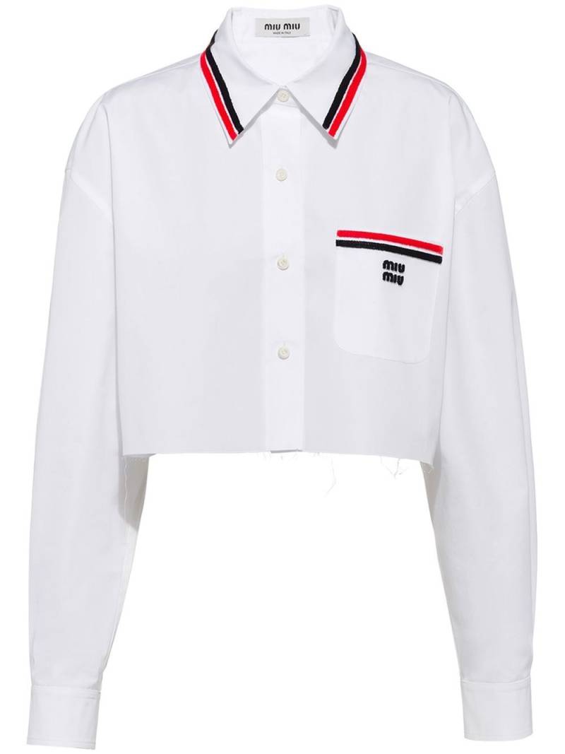 Miu Miu cropped contrasting trim shirt - White von Miu Miu