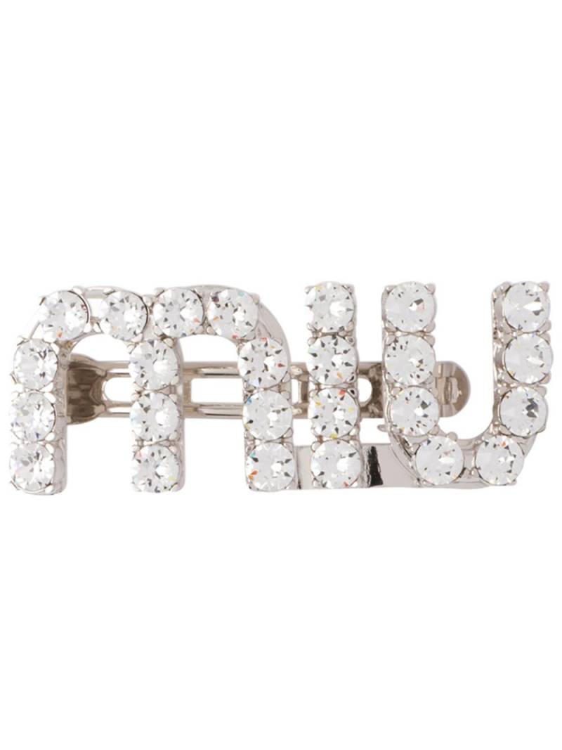 Miu Miu crystal-embellished logo hair clip - Silver von Miu Miu