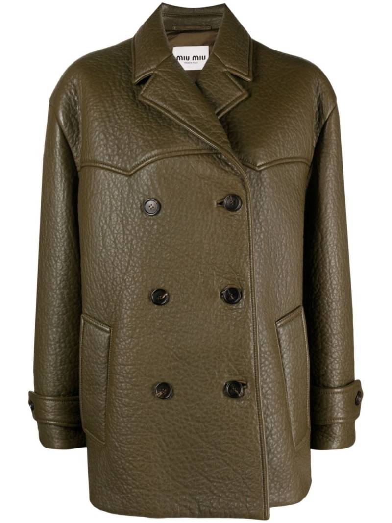 Miu Miu double-breasted leather jacket - Green von Miu Miu