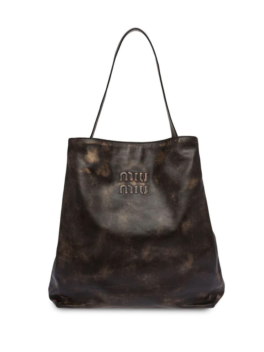 Miu Miu embossed-logo leather tote bag - Brown von Miu Miu