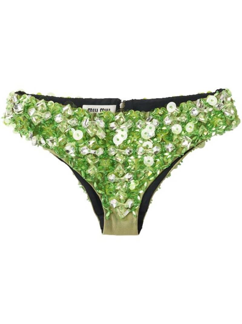 Miu Miu embroidered beaded silk briefs - Green von Miu Miu